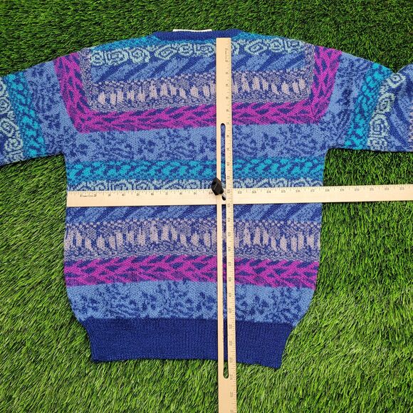 Vintage 80s MOD Sweater Womens S/M 18x23 Blue - Picture 5 of 9